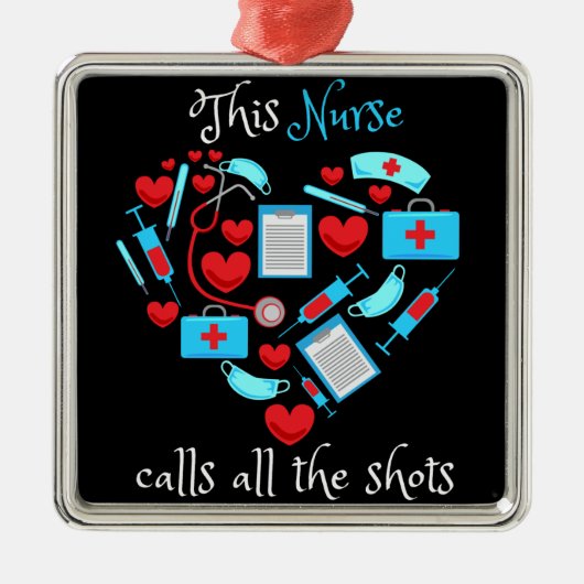 このナースはすべてのショットを呼び出す メタルオーナメント (正面)