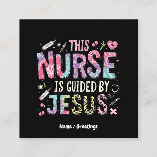 このナースはイエスの信仰に満ちた賜物に導かれる スクエア名刺 (正面)