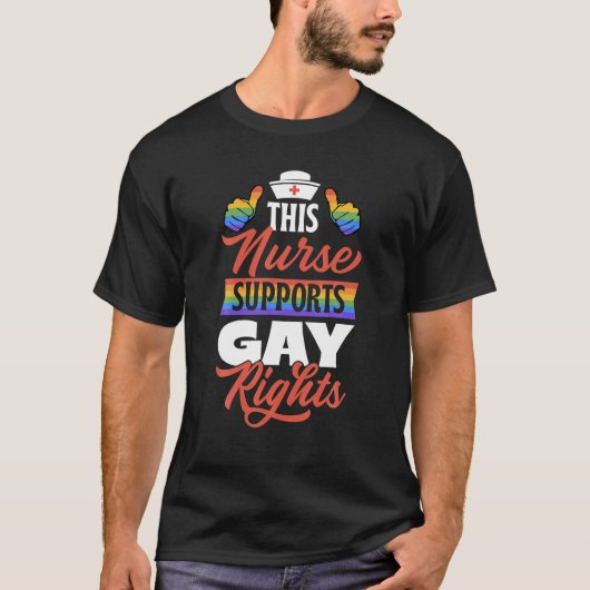 このナースはゲイの権利をサポートかわいいLGBTQ Ally Tシャツ (正面)