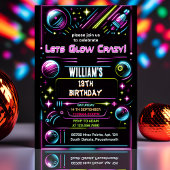 このネオングローアーケードガンレーザーラベル13誕生日 招待状