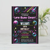 このネオングローアーケードガンレーザーラベル13誕生日 招待状 (スタンド正面)