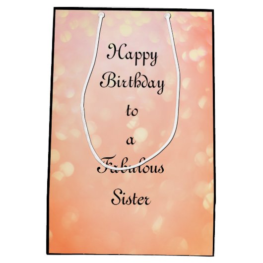 このハッピーバースデーの姉妹をカスタマイズ ミディアムペーパーバッグ (裏面)