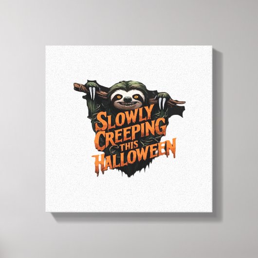 このハロウィンにゆっくりと忍び寄る - 不気味なナマケモノクラス キャンバスプリント (正面)