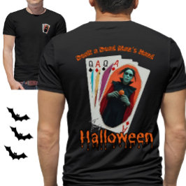 このハロウィンのポーカー・テーマで死者の手が配られる Tシャツ