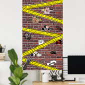 このハロウィンレンガの壁に写真を追加 ポスター (ホームオフィス)