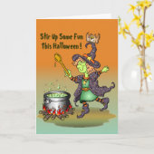 このハロウィーンのおもしろいをかき混ぜろ! カード (黄色い花)