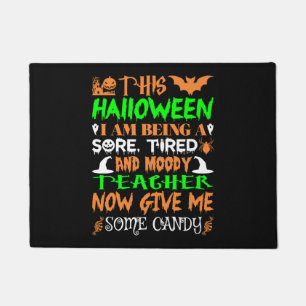 このハロウィーン疲れている先生キャンディ ドアマット