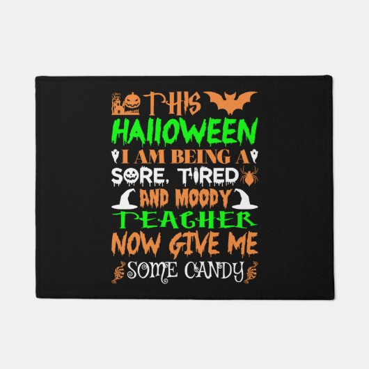 このハロウィーン疲れている先生キャンディ ドアマット (正面)
