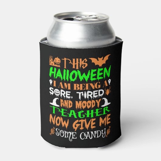 このハロウィーン疲れている先生キャンディ 缶クーラー (缶正面)
