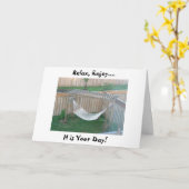 このハンモックリラックスは楽しむハッピーバースデー カード (黄色い花)