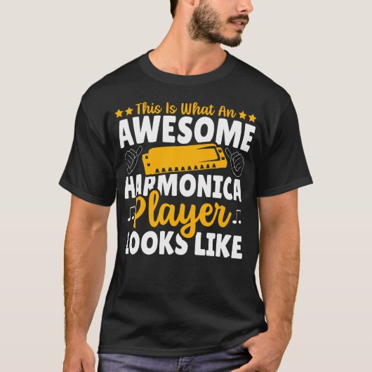 このハーモニカ奏者はカッコイイ Tシャツ (正面)
