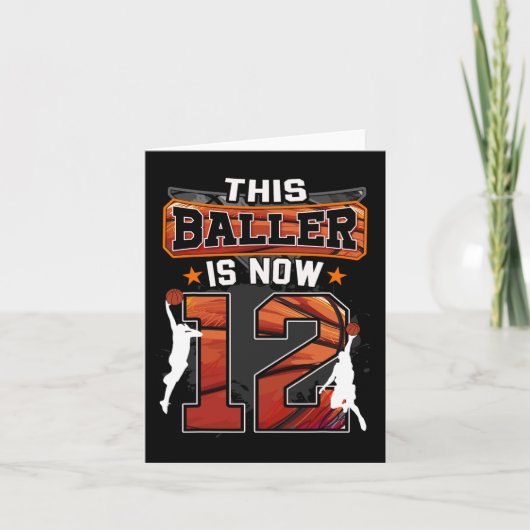 このバスケ少年は今12歳 クールなバスケットボール 12歳の誕生日 カード (正面)