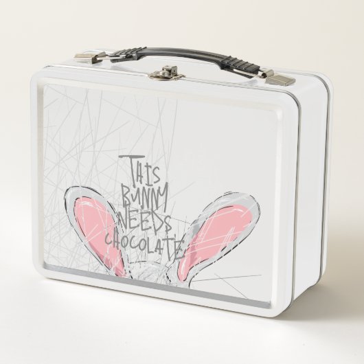 「このバニーはチョコレートが必要」 |卵狩り箱 メタルランチボックス (正面)