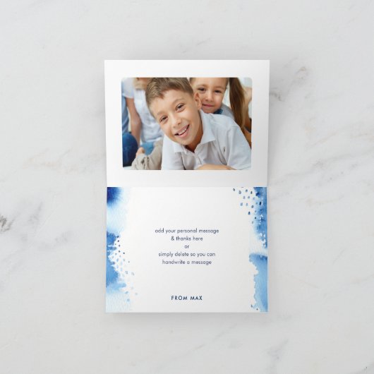 このバースデーカードをありがとう モダン ダークブルー ペイント サンキューカード (内部)