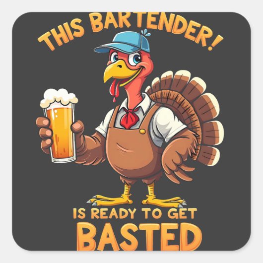 このバーテンダーは今にも焼ける準備ができている スクエアシール (正面)