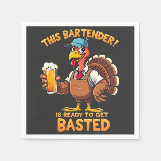 このバーテンダーは今にも焼ける準備ができている スタンダードカクテルナプキン (正面)