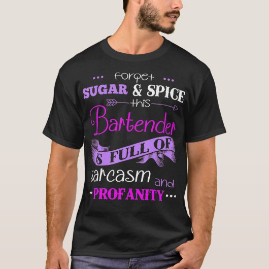 このバーテンダーは皮肉たっぷりおもしろいだ Tシャツ (正面)