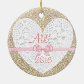 このパステルかわいらしクリスマス装飾をパーソナライズ セラミックオーナメント (裏面)