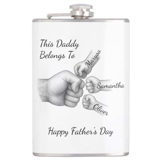 このパパの所属 – 子供の名前を持つギフト –  フラスク (正面)