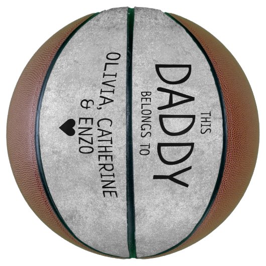 このパパは子供の名前の父の日グレイ バスケットボール (縦)