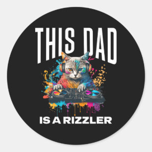 このパパはRizzクールDJ猫Rizzlerお父さん父の日ギフト ラウンドシール