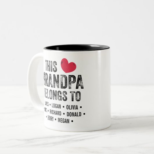 このパーソナライズされたおじいちゃんは名前をカスタムする ツートーンマグカップ (正面左)