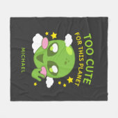 このパーソナライズされた惑星のおもしろいエイリアン フリースブランケット (正面(横))