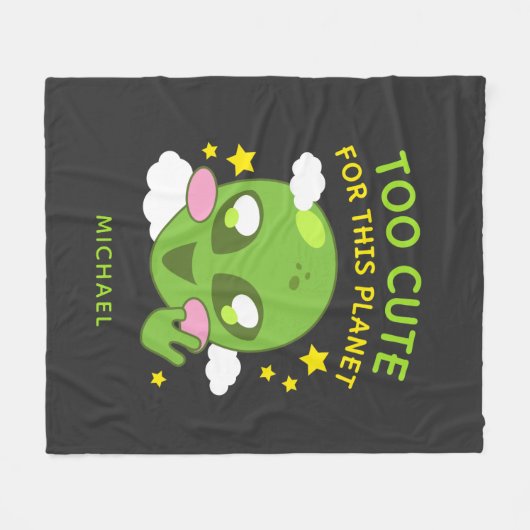 このパーソナライズされた惑星のおもしろいエイリアン フリースブランケット (正面(横))