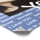 このパーソナライズされた「愛する人」カップルのブルーポスター ポスター (角)