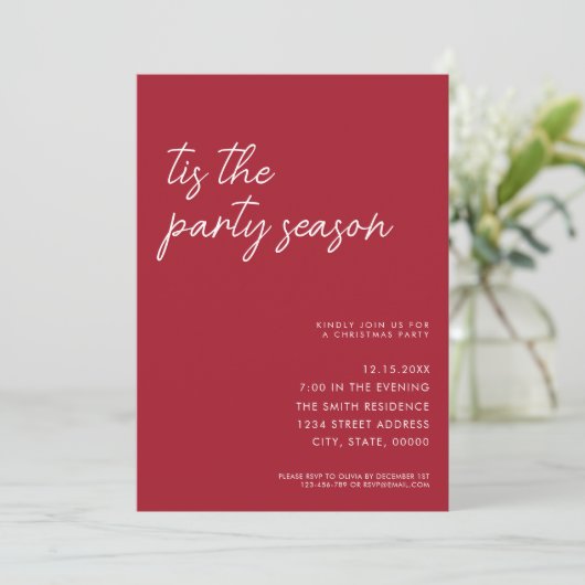 このパーティーシーズンのミニマリストのモダンクリスマス 招待状 (スタンド正面)