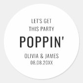 このパーティーポップコーン結婚の恩恵を得よう ラウンドシール (正面)