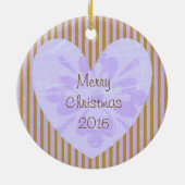 このパープル＆ブラウンの写真オーナメントをカスタマイズする セラミックオーナメント (裏面)