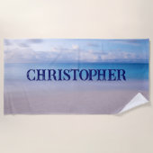 このビーチ背景に名前を追加 ビーチタオル (正面)