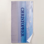 このビーチ背景に名前を追加 ビーチタオル (正面)