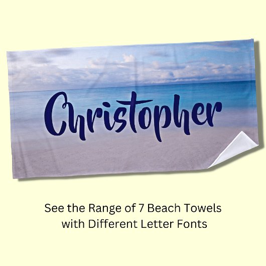 このビーチ背景ビーチタオルに名前を追加 ビーチタオル