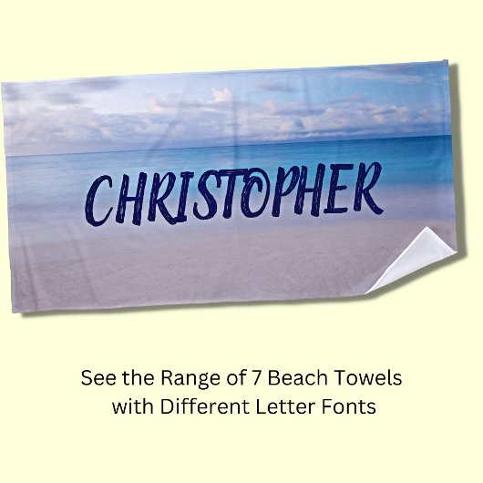 このビーチ背景ビーチタオルに名前を追加 ビーチタオル