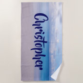 このビーチ背景ビーチタオルに名前を追加 ビーチタオル (正面)