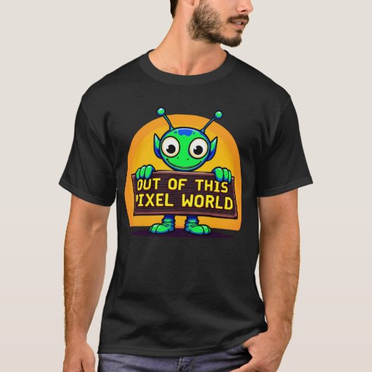 このピクセルの世界のうち – エイリアンギフト Tシャツ (正面)