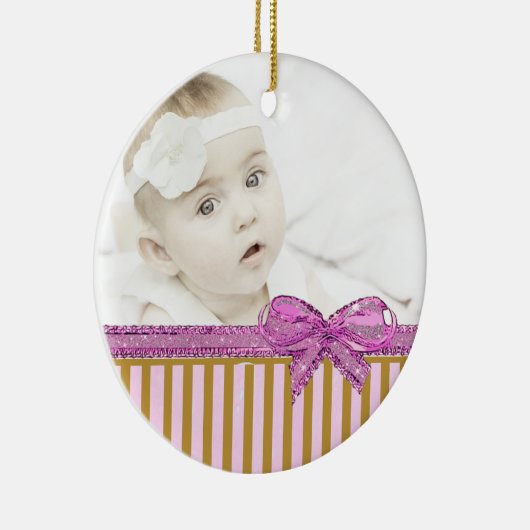 このピンクと茶色の写真をパーソナライズオーナメント セラミックオーナメント (右)