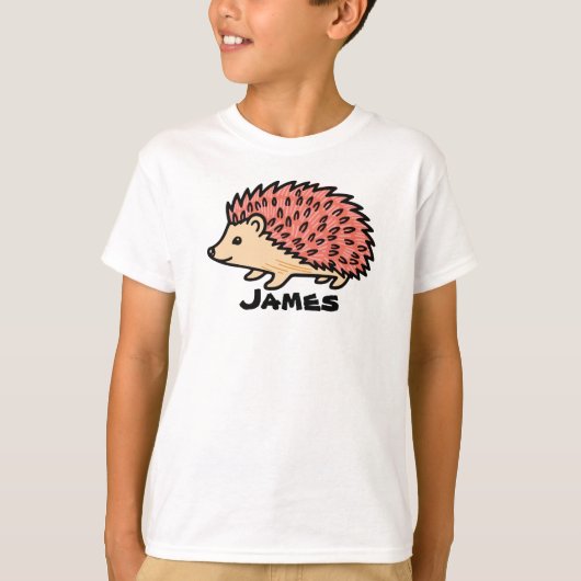 このピンクのハリネズミに名前を書く Tシャツ (正面)
