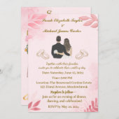 このピンク色で思い出に残る記念エレガント品を 招待状 (正面/裏面)