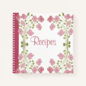このピンク色の小さな花のレシピ本をパーソナライズ ノートブック (正面)
