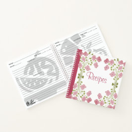 このピンク色の小さな花のレシピ本をパーソナライズ ノートブック