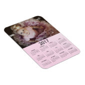 このピンク2017ミニカレンダーを個人用に設定 マグネット (右側)