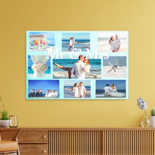 このフォトコラージュの結婚ウォールアートをカスタマイズする キャンバスプリント (インサイチュ (リビング))