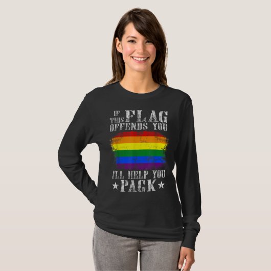 このフラグもしはRainbow Flag EqualゲイLGを提供 Tシャツ (正面フル)