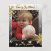 このブラックスノーフレーク・クリスマスカードに写真を追加 ポストカード (正面)