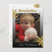 このブラックスノーフレーク・クリスマスカードに写真を追加 ポストカード (正面/裏面)