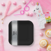 このブラック&シルバーカスタムバチュラーパーティ紙p ペーパープレート (パーティー)