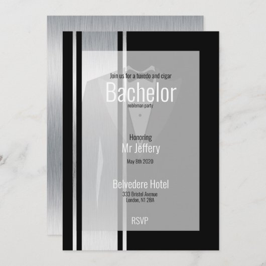 このブラック＆ホワイトの貴族の独身パーティー セーブザデート (正面/裏面)